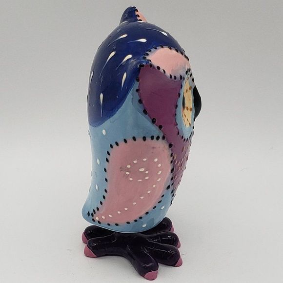 Green Earth Purple Blue Pink Owl Bobble Figurine - Picture 7 of 14